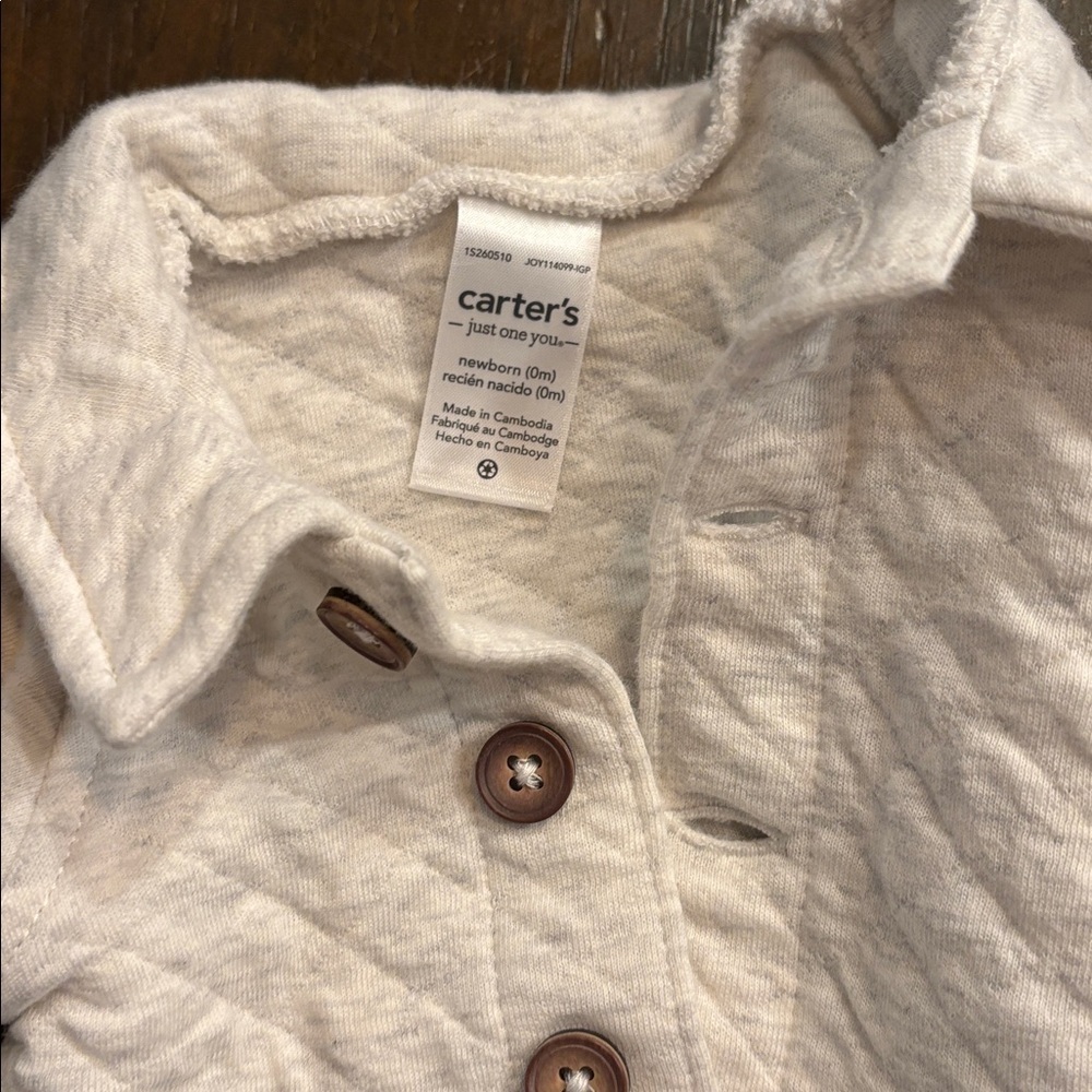 3 piece Carter's Cream Quilted Baby Set - Picture 2 of 4